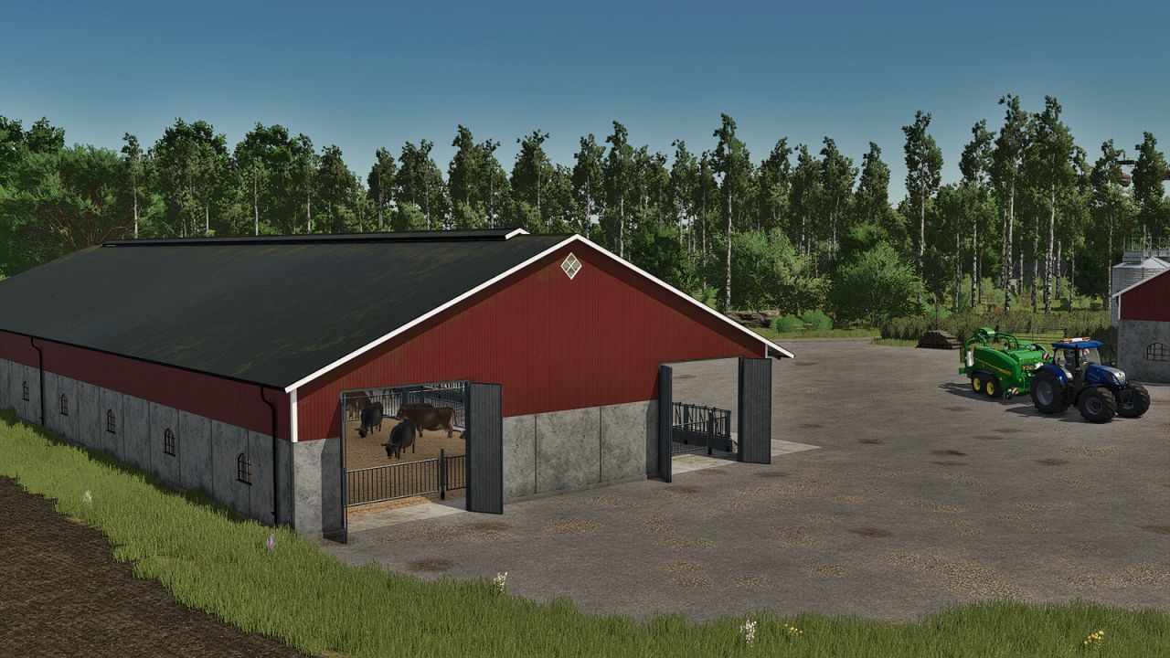 Сучасний Корівник Deep-Bedded Cowshed у Шведському Стилі для FS25 - Скріншоти
