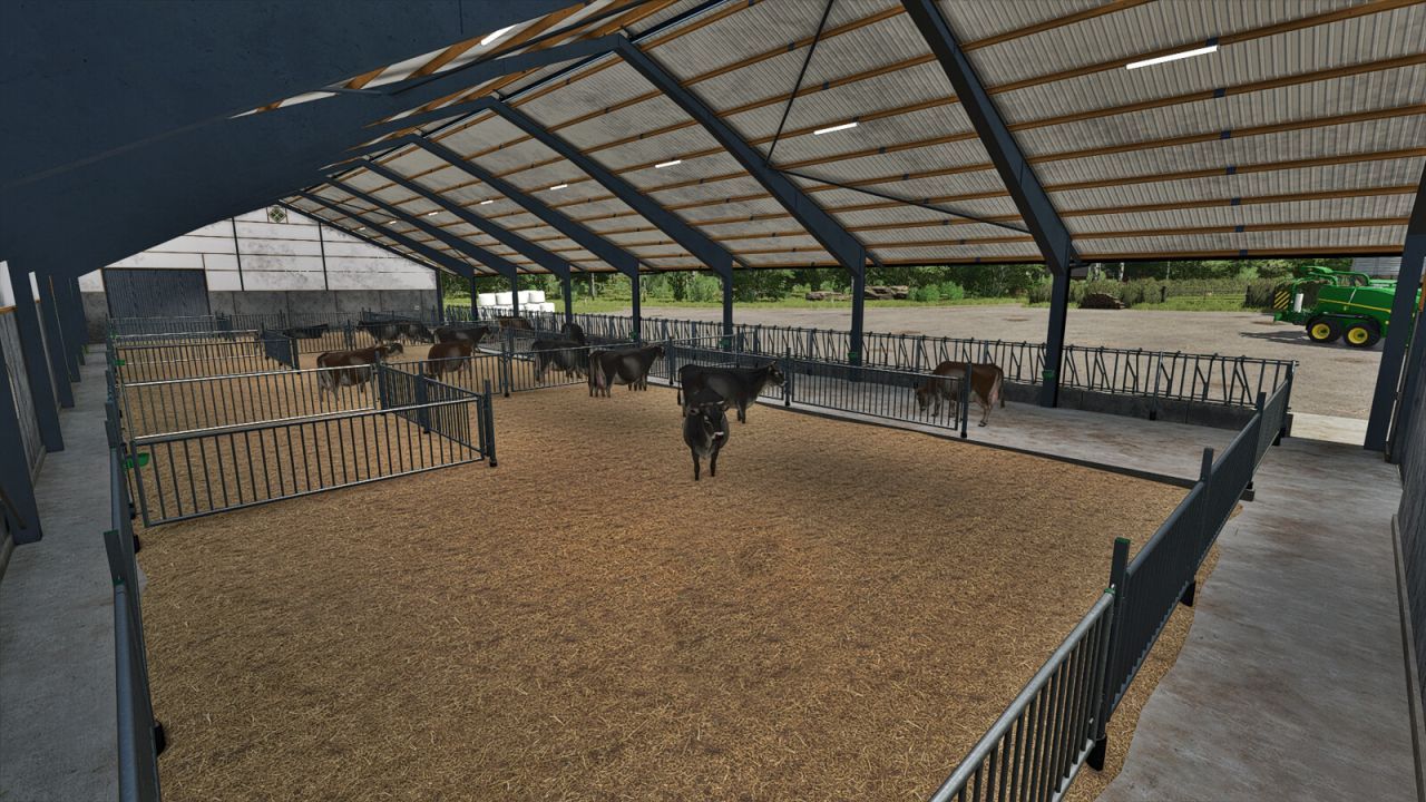 Сучасний Корівник Deep-Bedded Cowshed у Шведському Стилі для FS25 - Скріншоти
