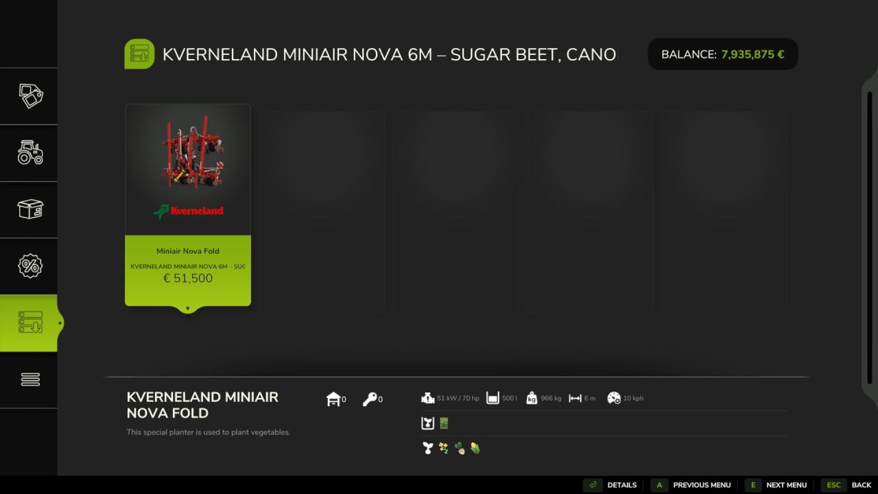 Сівалка Kverneland Miniair Nova 6m для Farming Simulator 25