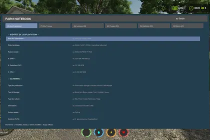 Farm Notebook — блокнот для Farming Simulator 25