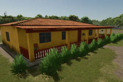 Realistisches Haus mit undichtem Dach — Regenatmosphäre in Farming Simulator 25 — 3