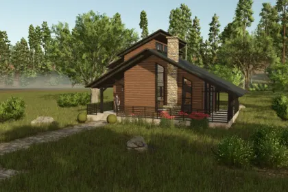 Realistisches Haus mit undichtem Dach — Regenatmosphäre in Farming Simulator 25 — 4