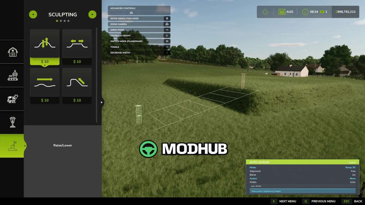 Інструмент Auto Leveler – Terraformer та схили v1.0 для FS25