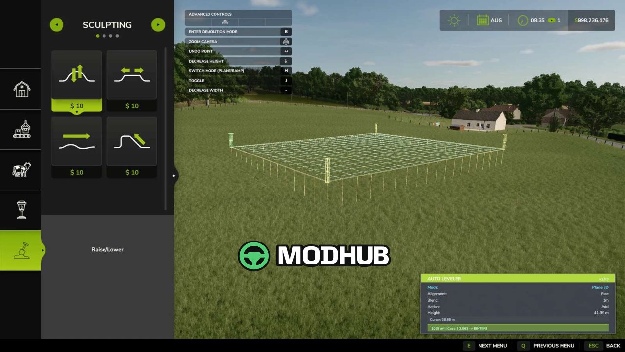 Інструмент Auto Leveler – Terraformer та схили v1.0 для FS25