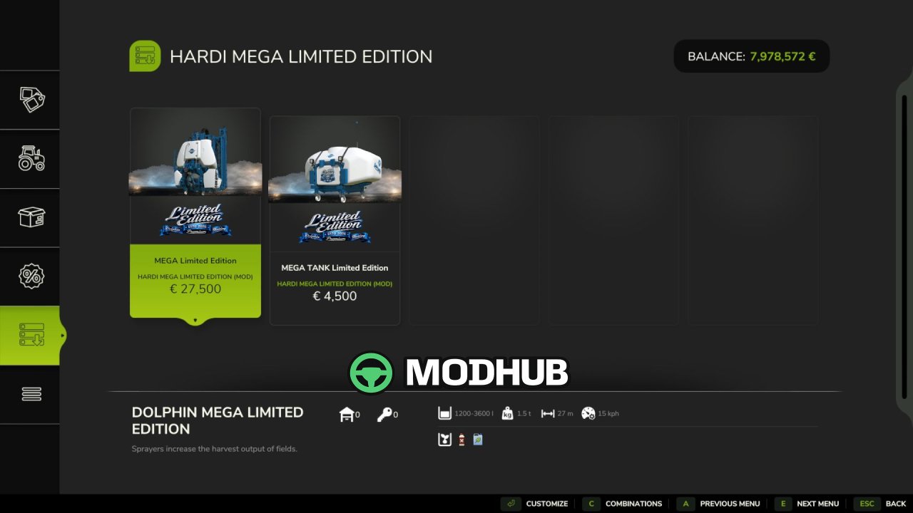 Обприскувач Hardi MEGA Limited Edition для FS25