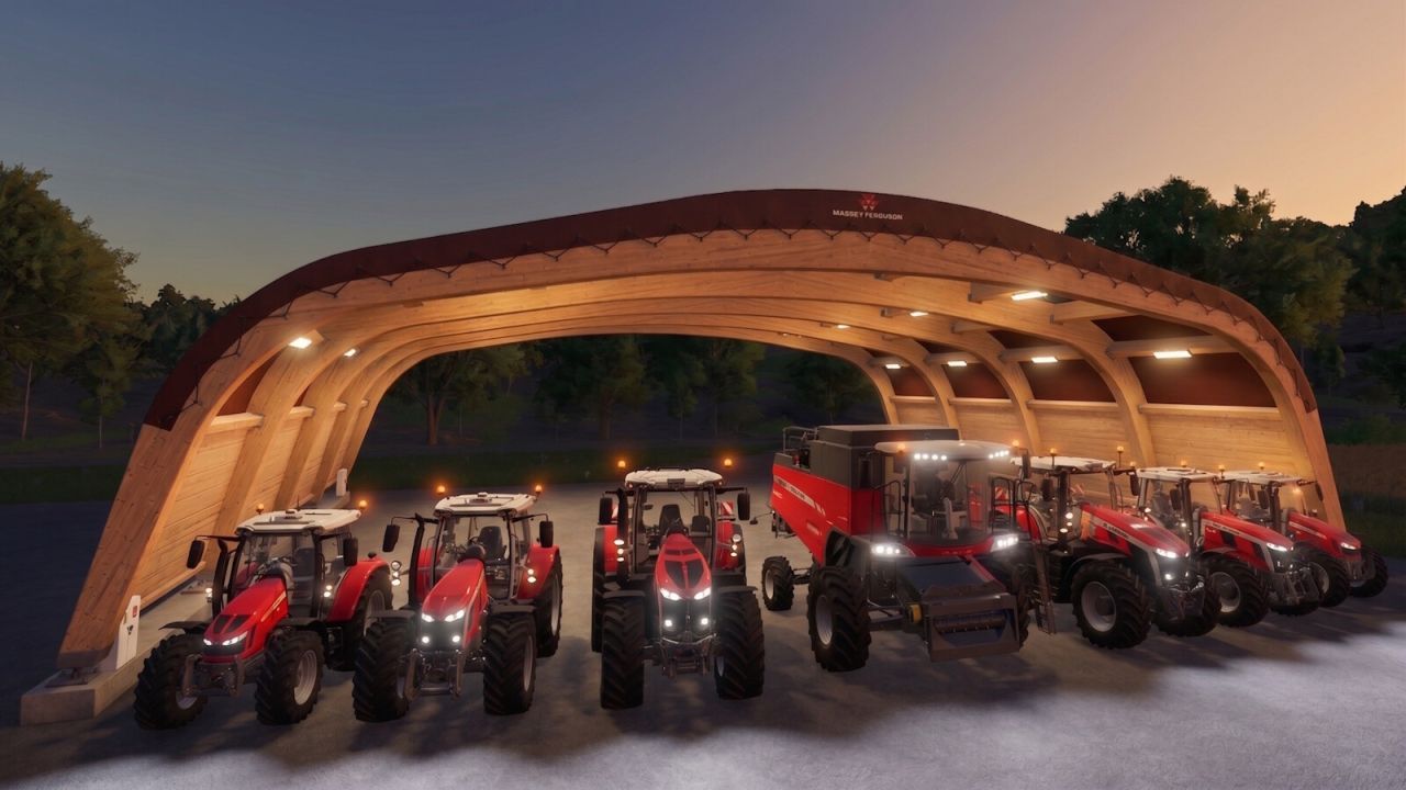 Дерев'яний ангар Timbertrusshalls для Farming Simulator 25