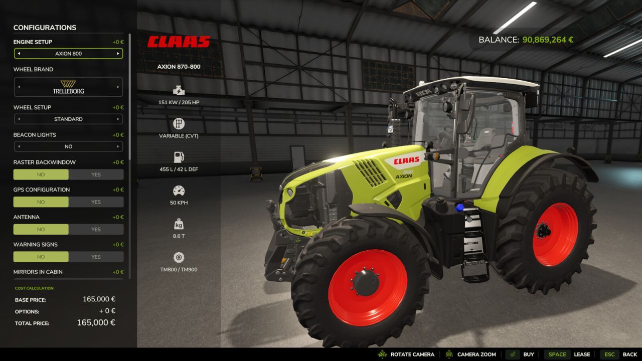 Потужний Європейський Трактор CLAAS AXION 800–870 EU для Farming Simulator 25