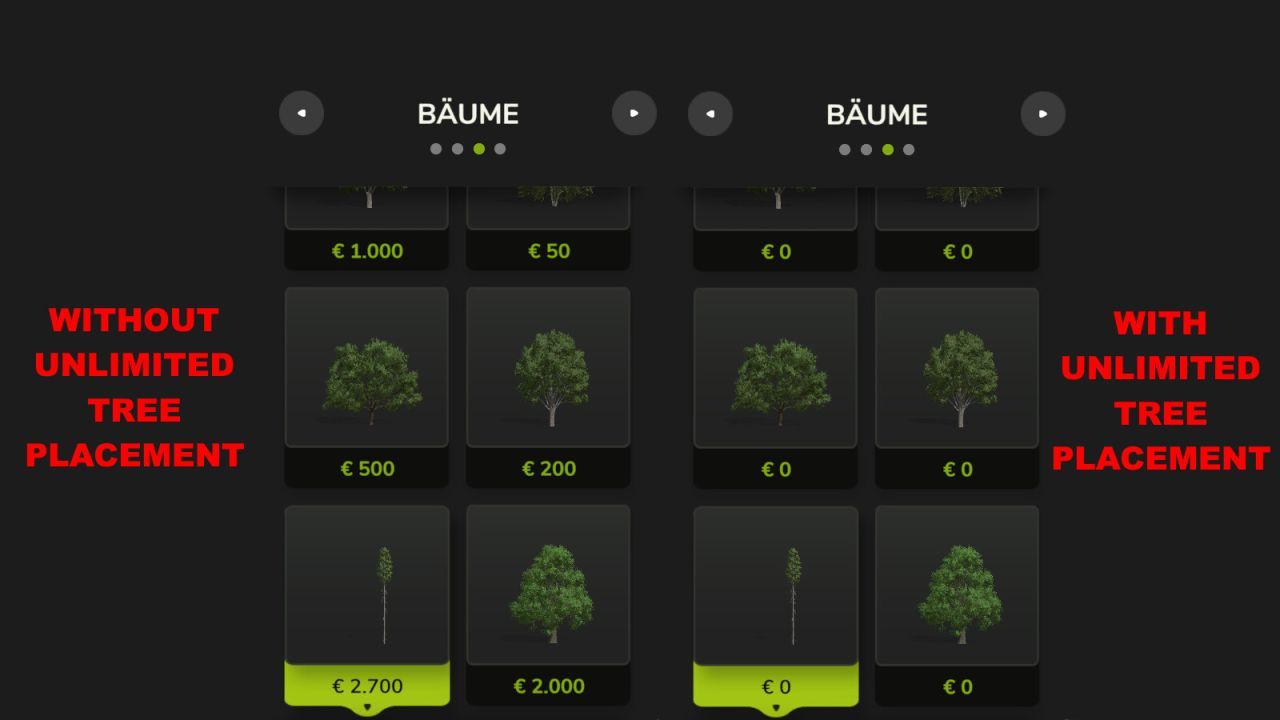 Unlimited Tree Placement — Вільне Безлімітне Розміщення Дерев у FS25 - Скріншоти