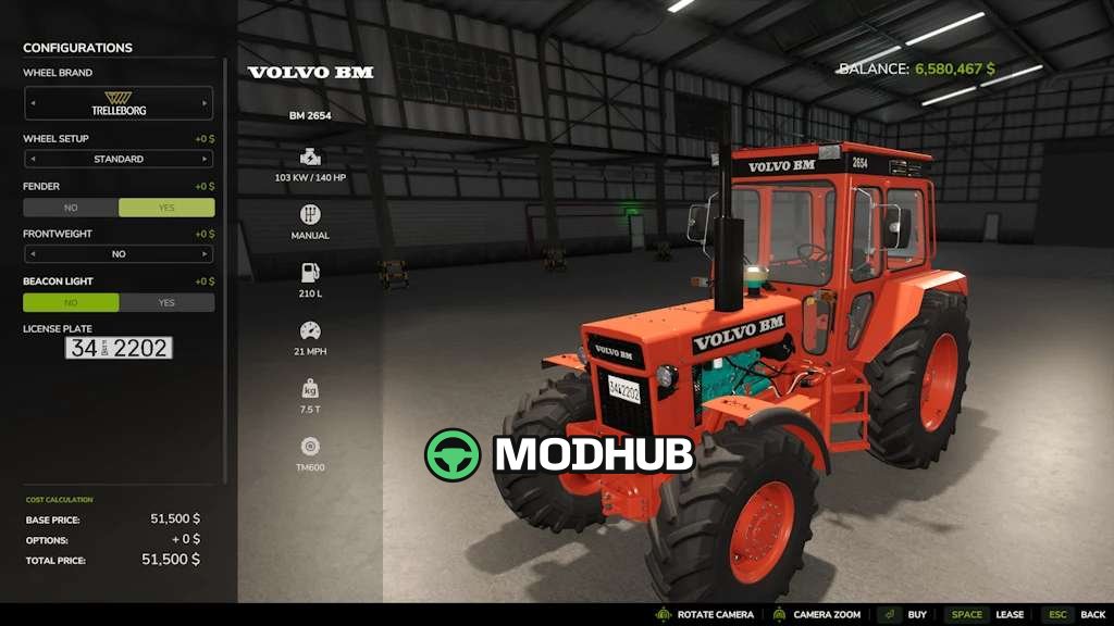 Трактор Volvo BM 2654 для FS25