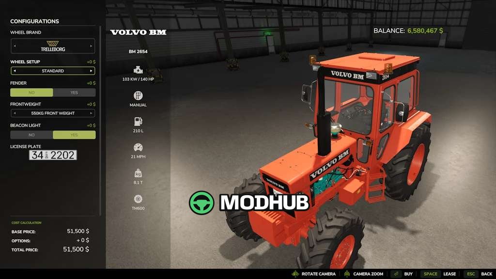 Трактор Volvo BM 2654 для FS25