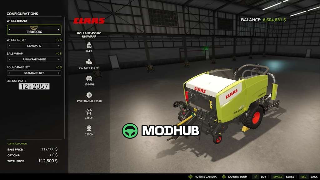 Прес-підбирач CLAAS ROLLANT 455 UNIWRAP Speedy для FS25