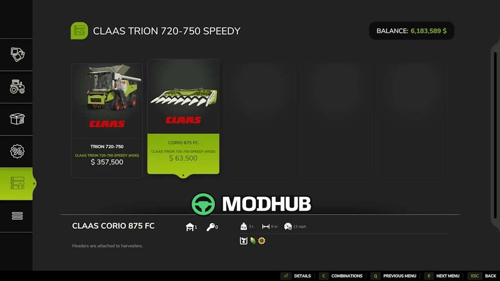 Комбайн CLAAS TRION 720-750 Speedy v2.0 для FS25