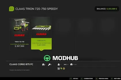 Комбайн CLAAS TRION 720-750 Speedy v2.0 для FS25 — 5
