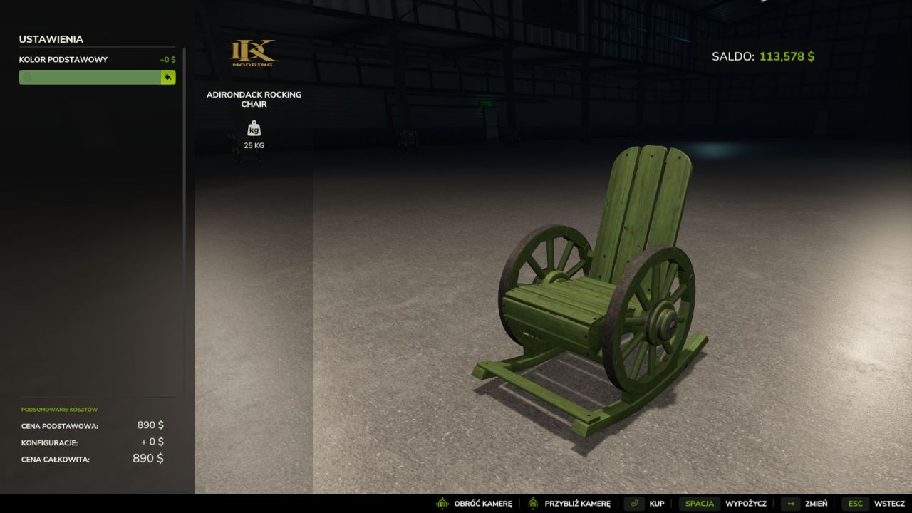 Functional Adirondack Rocking Chair with Sound for FS25