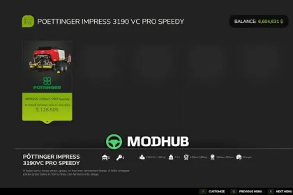 Прес-підбирач Poettinger Impress 3190 VC PRO Speedy для FS25