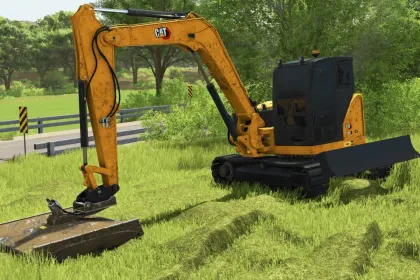 Ефективний CAT 309 CR Mower — Маневрена Щіткова Косарка для FS25 — 1