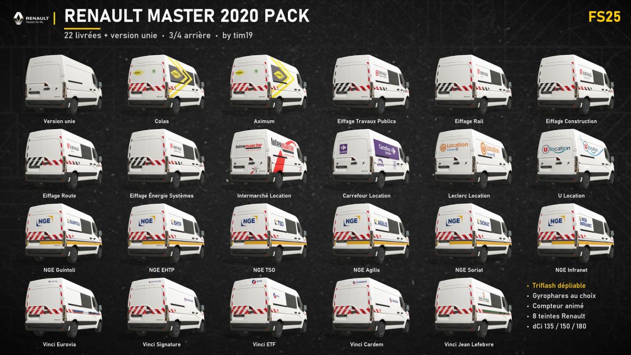 Auto Renault Master 2020 Pack für Farming Simulator 25