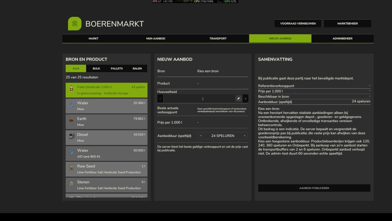 Мультиплеєрний мод Farmers' Market для Farming Simulator 25