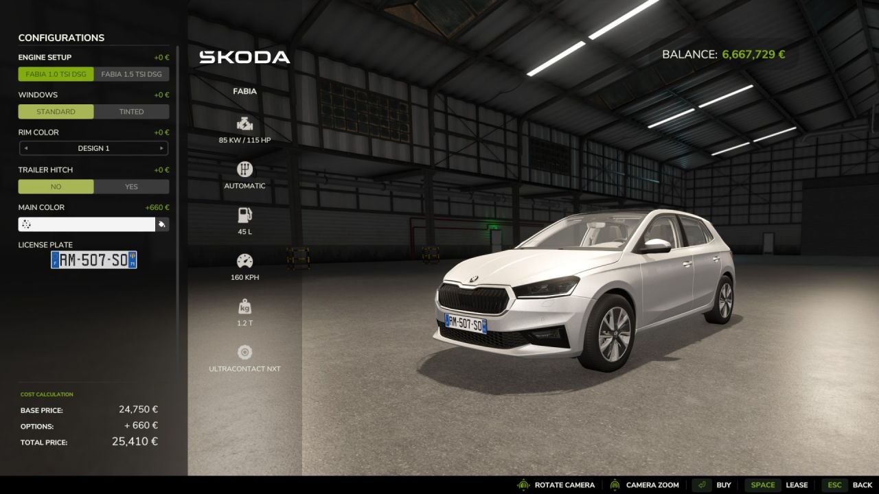 Автомобіль Skoda Fabia для Farming Simulator 25