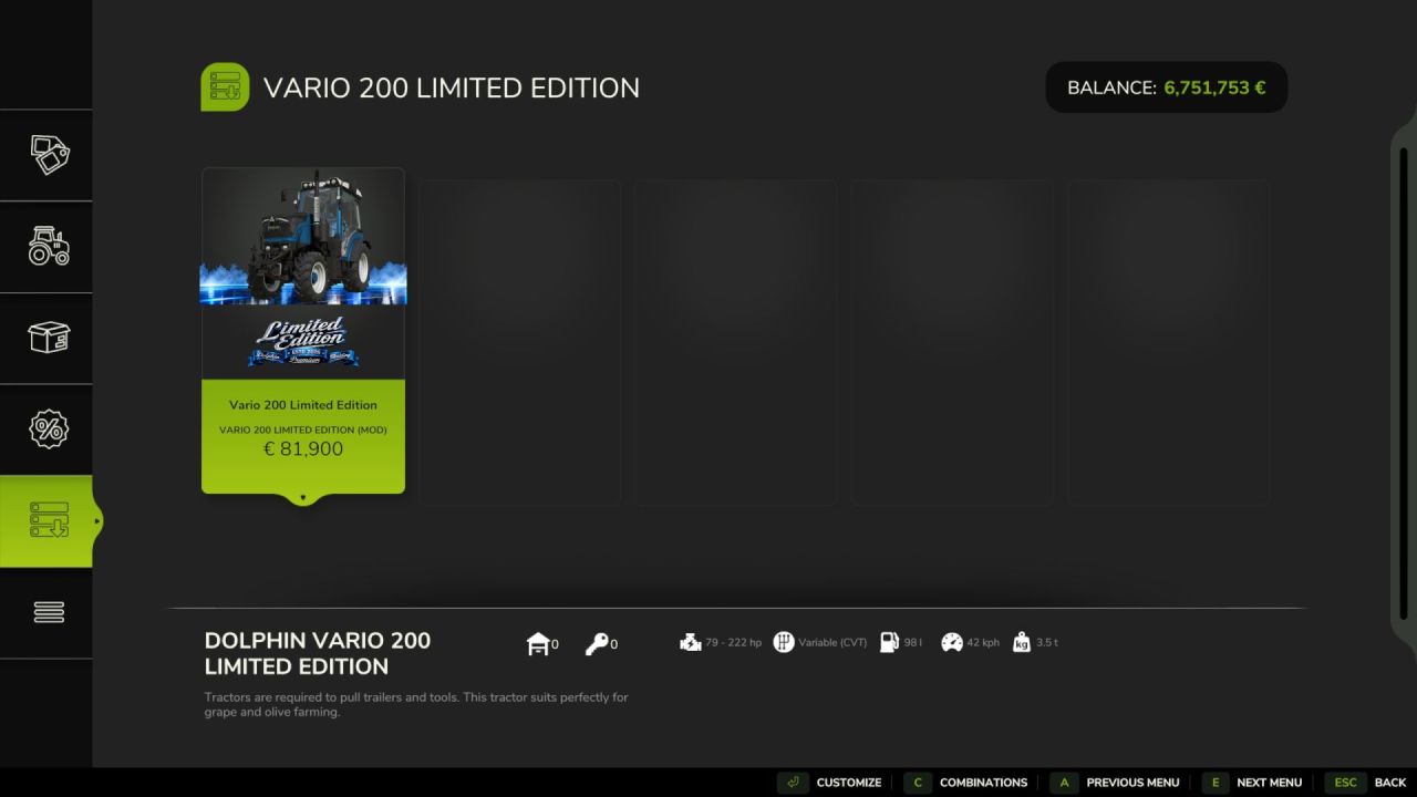 Трактор Fendt Vario 200 Limited Edition для Farming Simulator 25
