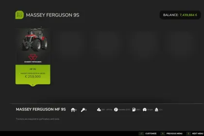 Трактор Massey Ferguson 9S для Farming Simulator 25 — 2