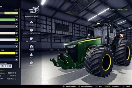 Mocny Traktor John Deere 8R GE — 915 KM i Realny GPS dla Farming Simulator 25 — 3