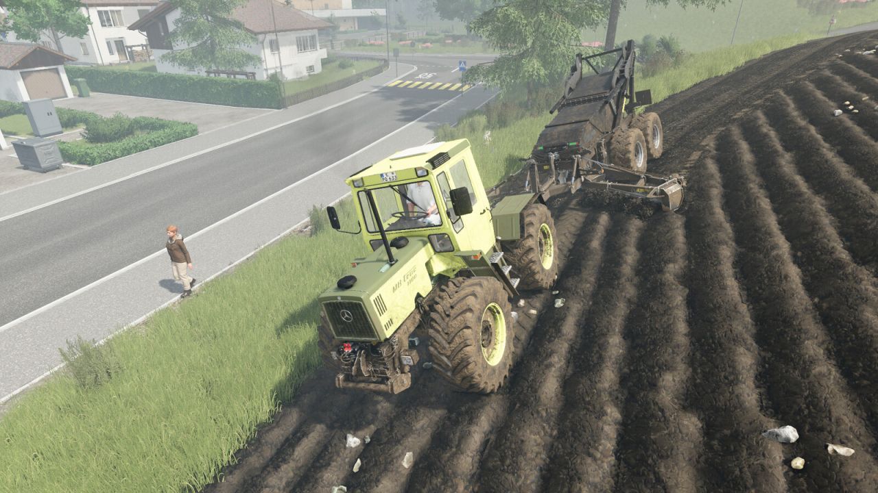 Effektiver Steinsammler Elho Scorpio 550 mit realistischer Anpassung an das Gelände für FS25