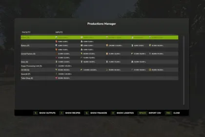 Efficient Productions Manager for Farming Simulator 25 — Smart Production Management — 1
