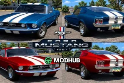 Скін 1967 Ford Mustang Matte Metallic Racing Stripes v1.0 для ATS