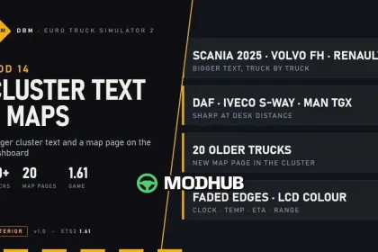 Мод DBM Cluster Vision – Більший текст панелі + Карта v1.61 для ETS2