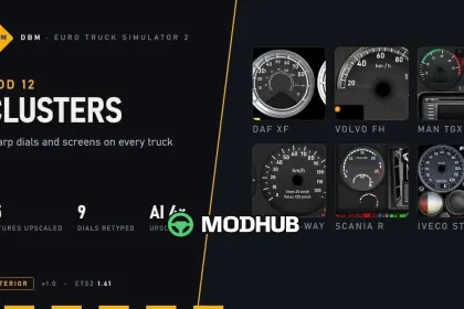 DBM Upscaled Clusters Sharp Dials and Screens v1.61 для ETS2