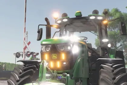 Mocny Traktor John Deere 6M Jockerfarm z Stroboskopami i Sygnalem do FS25 — 2