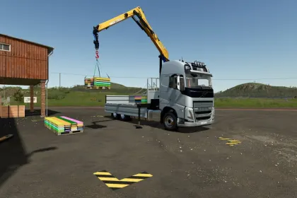 Leistungsstarker Lkw VOLVO FH16 Multicustom Truck mit Kran für Holz und Paletten in FS25