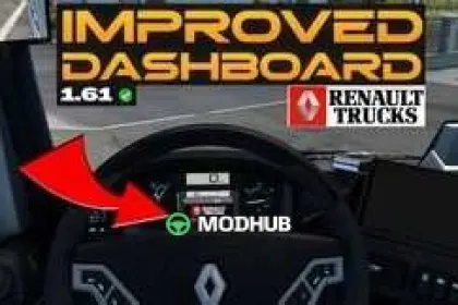 Покращена панель приладів Renault Range T v2.1 для ETS2