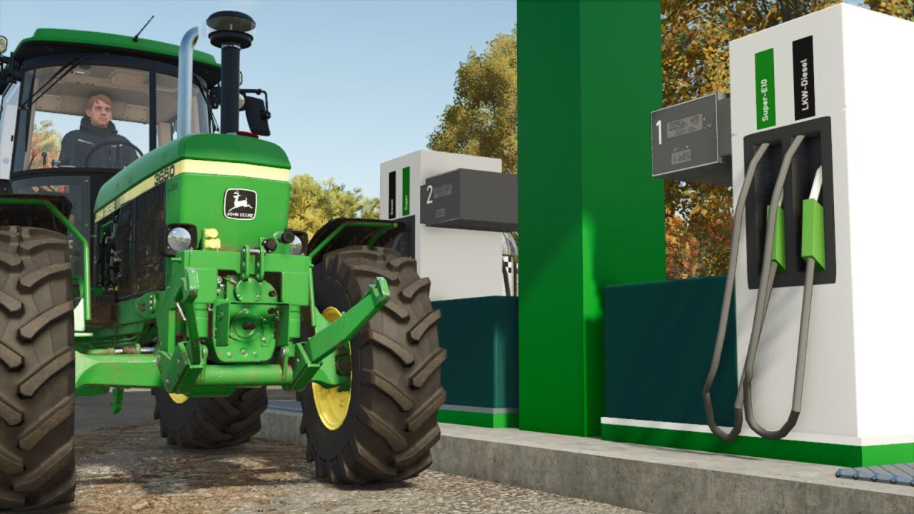 Effektive platzierbare Tankstelle — Kostenpflichtige Zapfsäule und dynamisches Schild für FS25 - Screenshots