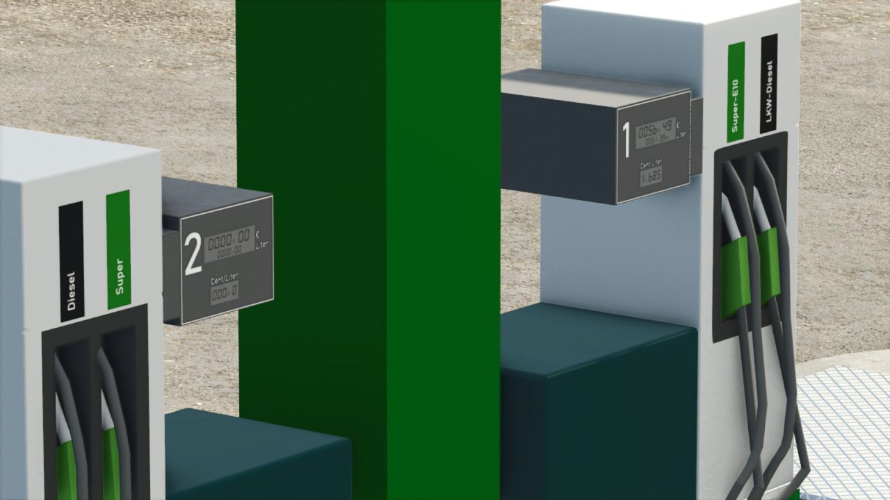 Effektive platzierbare Tankstelle — Kostenpflichtige Zapfsäule und dynamisches Schild für FS25 - Screenshots