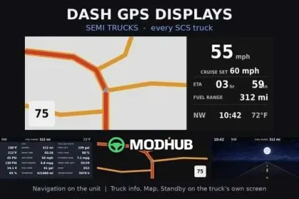 Приладова панель GPS Semi Trucks Dash GPS Displays v1.0 для ATS — 2
