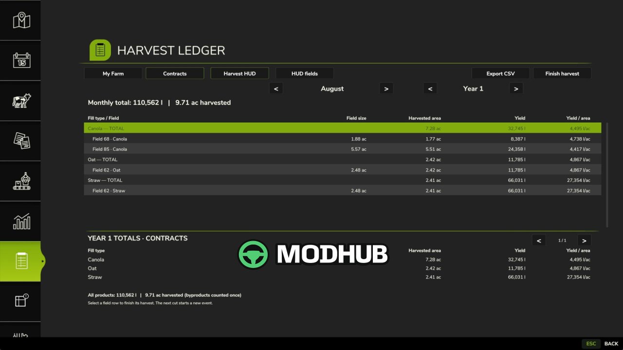 Скрипт Harvest Ledger V1.2.0.8 для FS25