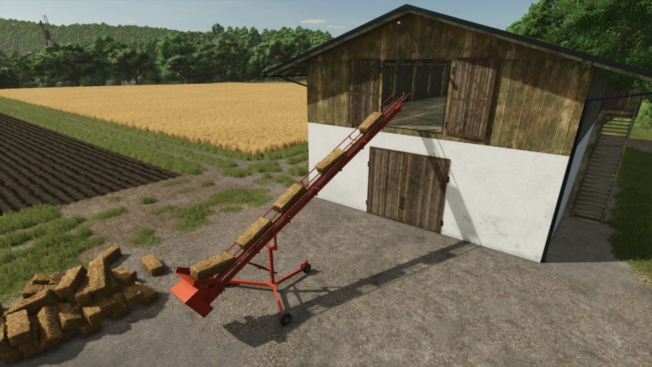 Efficient Hinghaus Ravenna MD11 Conveyor for Quick Bale Transportation in FS25