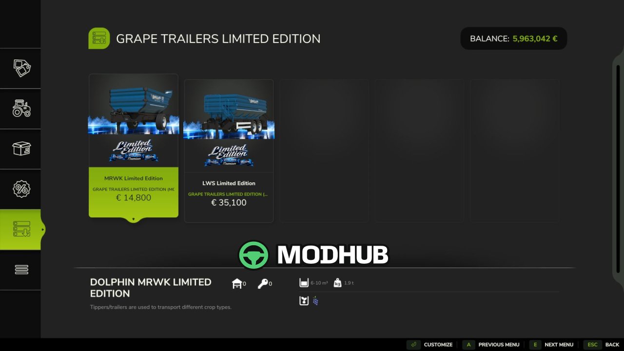 Причіп для винограду Grape Trailer Limited Edition V1.0 для FS25