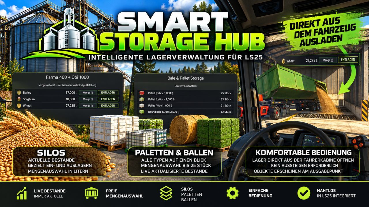 Smart Storage Hub для Farming Simulator 25