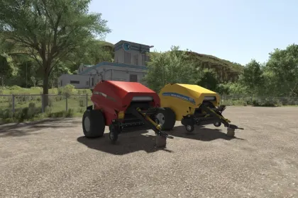 Прес-підбирач Case IH RB 544 та New Holland Roll Baler 125 для Farming Simulator 25