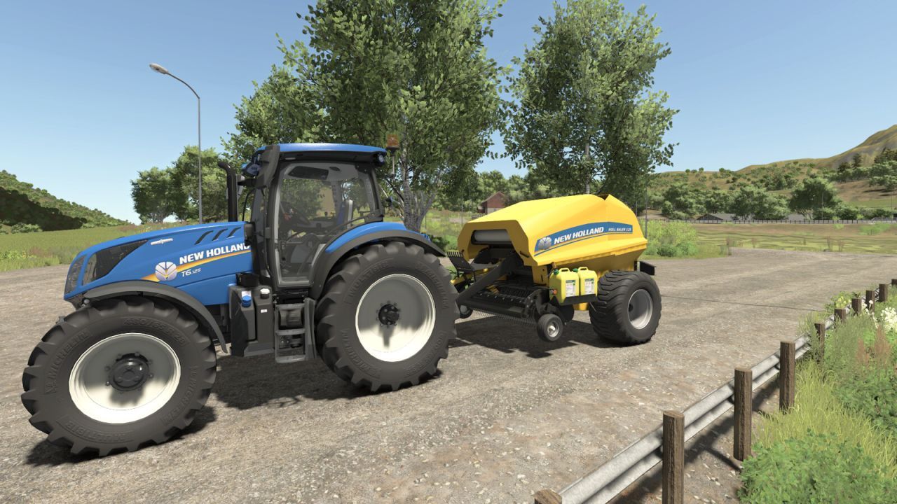 Прес-підбирач Case IH RB 544 та New Holland Roll Baler 125 для Farming Simulator 25