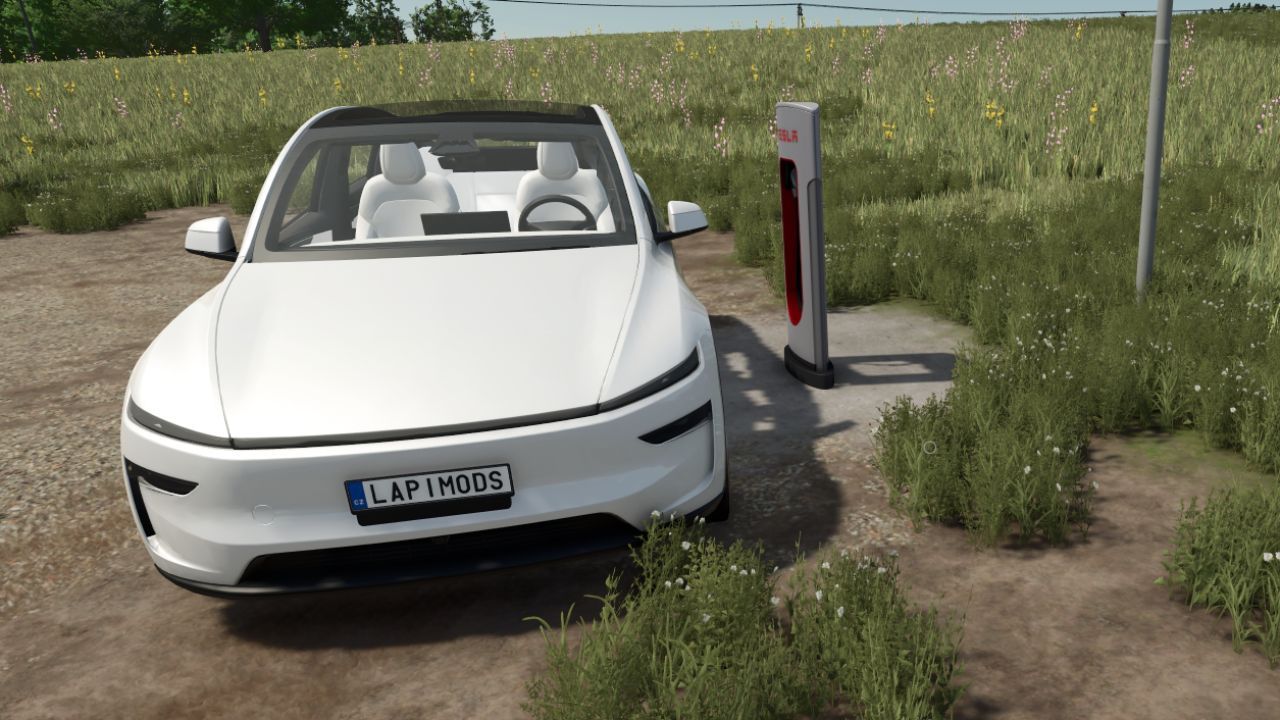 Новий Електрокросовер Tesla Model Y 2025 з Світловою Смугою для Farming Simulator 25