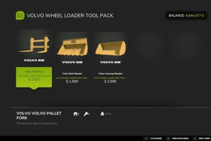 Пакет інструментів для навантажувачів Volvo для Farming Simulator 25 — 4