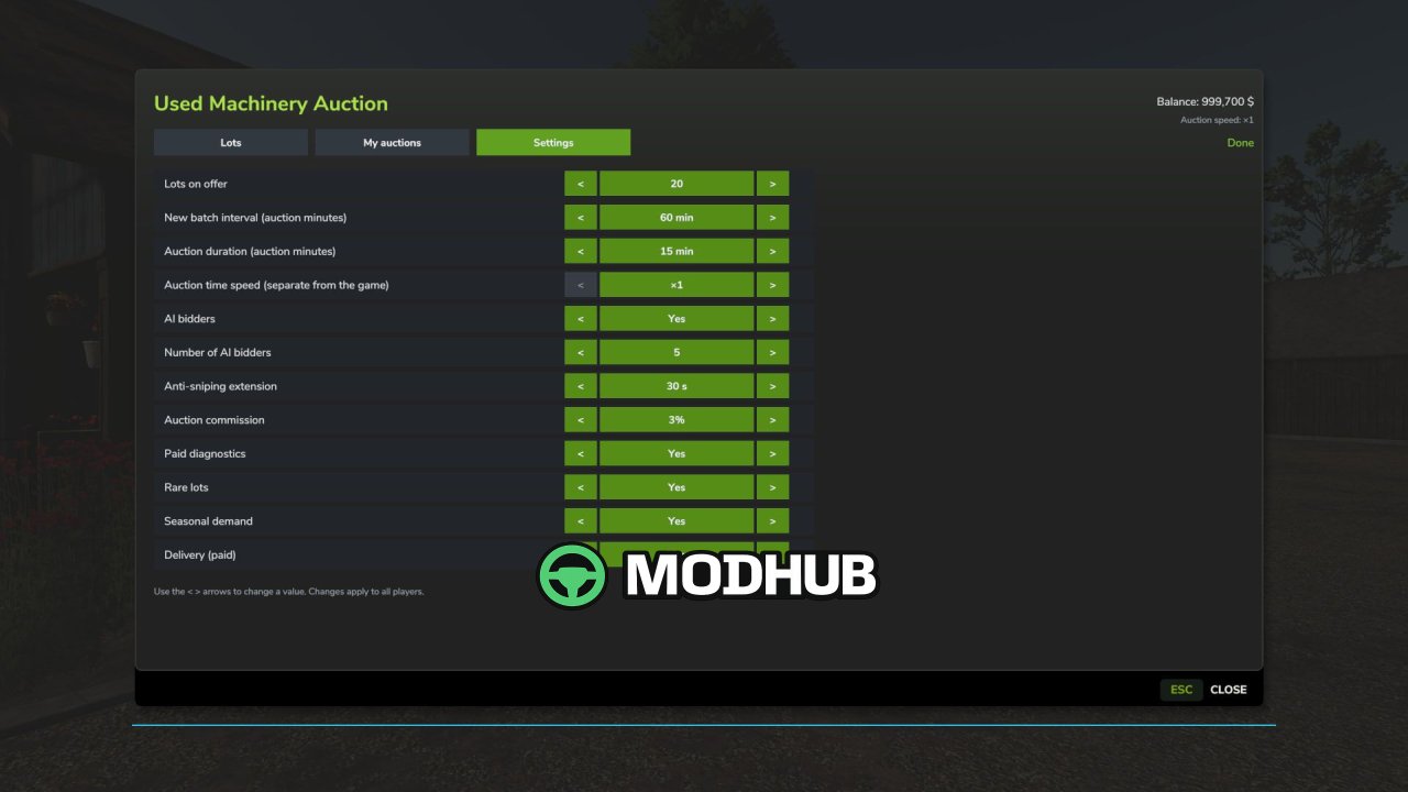 Скрипт Used Machinery Auction v1.0 для FS25