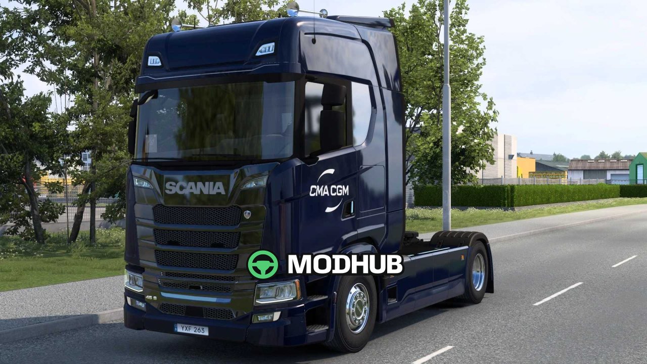 Скін CMA CGM Scania S BEV для ETS2 v2.0