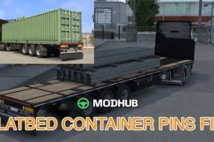 Причіп Flatbed with Container Pins Fix v1.0 для ETS2 — 2