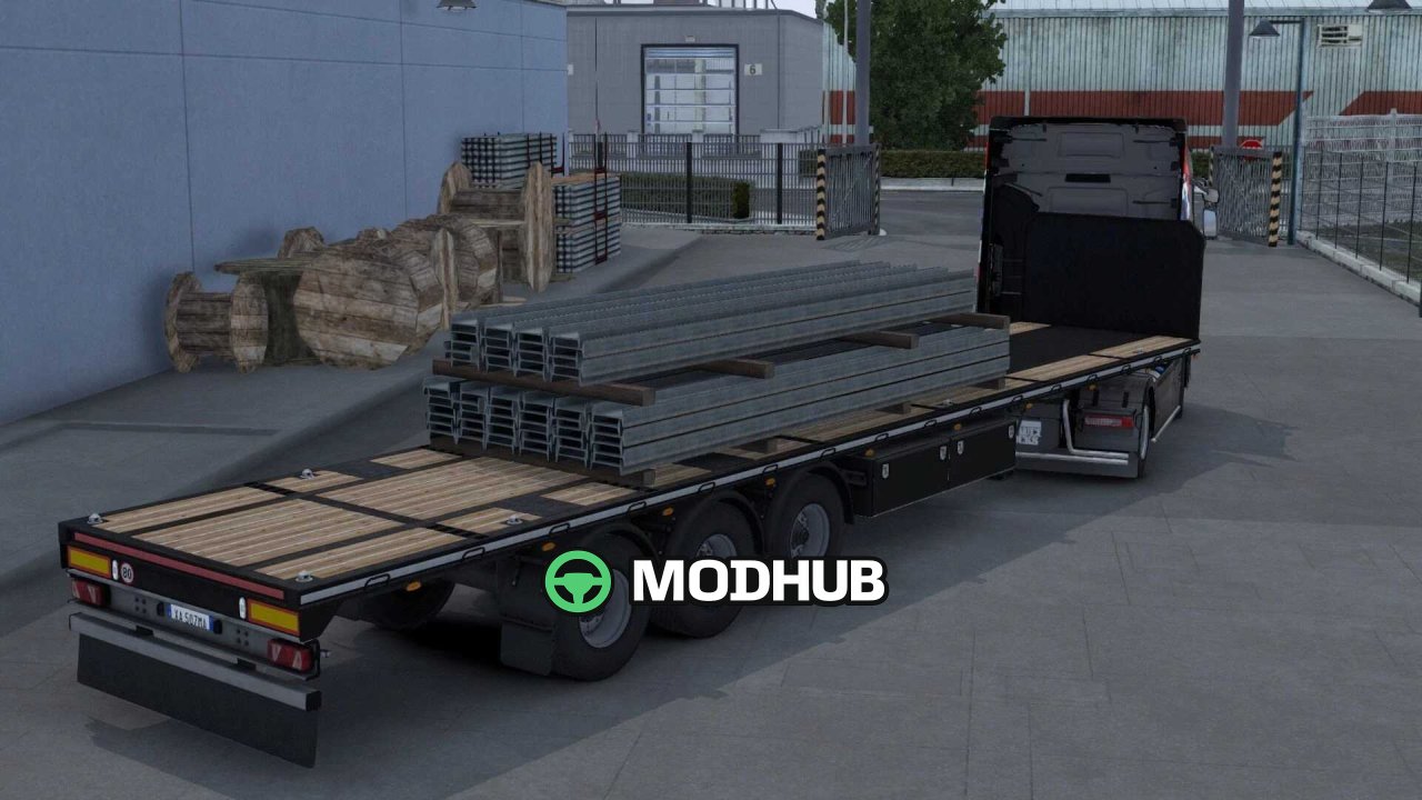 Причіп Flatbed with Container Pins Fix v1.0 для ETS2