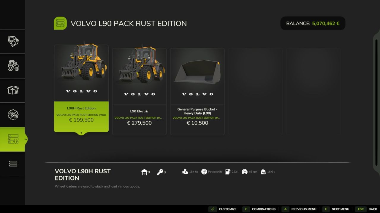 Навантажувач Volvo L90 Pack Rust Edition для Farming Simulator 25